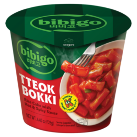 BIBIGO Korea Tteokbokki, Reiskuchen Cup mit Hot & Spicy Sauce