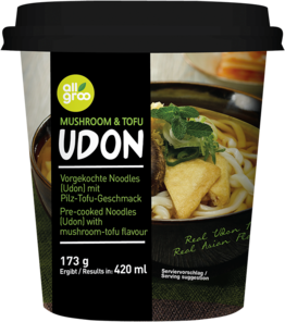 Udon Cup-Nudeln, Pilz und Tofu