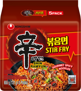 NONGSHIM Korea Instantnudeln, Shin Ramyun Stir Fry, scharf, Family Pack, 5 x 131 g à Beutel