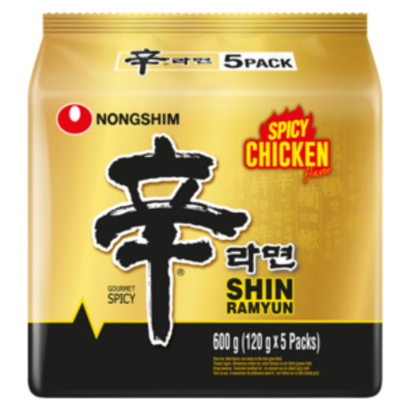 NONGSHIM Korea Instantnudeln, Shin Ramyun Chicken, Family Pack, 5 x 120 g à Beutel